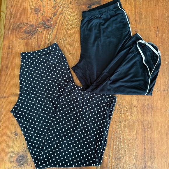 Bundle Loungwear Pants Size Small and Large Polka Dots Wide Leg Cropped Black - Picture 1 of 10